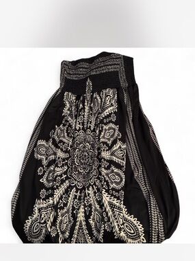 Black & Cream Boho Printed Harem Dress